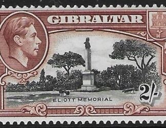 1942 Gibraltar  SG.128b   2/-  black and brown  perf 13  U/M (MNH)