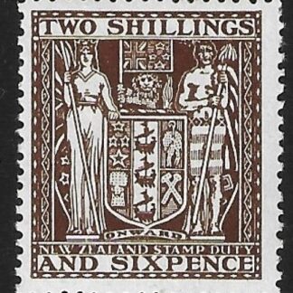 New Zealand - Arms F193  2s6d deep brown . lightly mounted mint.