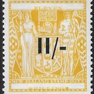 New Zealand - Arms F189  11/- on 11/- yellow . lightly mounted mint.