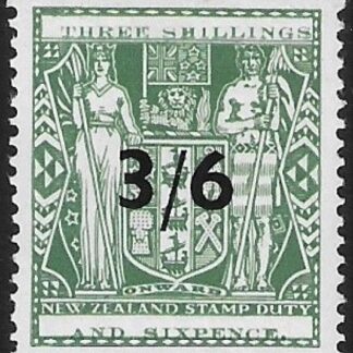 New Zealand - Arms F187  3/6d on 3/6d grey-green.  lightly mounted mint.