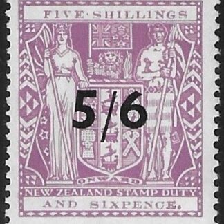 New Zealand - Arms F188  5/6d on 5/6d  lilac.  lightly mounted mint.