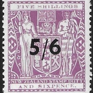 New Zealand - Arms F188  5/6d on 5/6d  lilac.  lightly mounted mint.