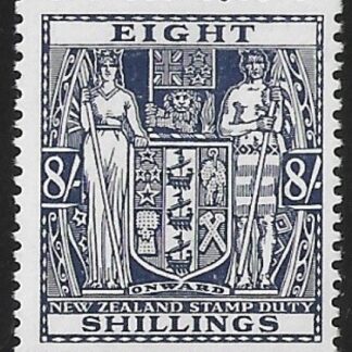 New Zealand - Arms F153  8/- slate-violet.  lightly mounted mint.
