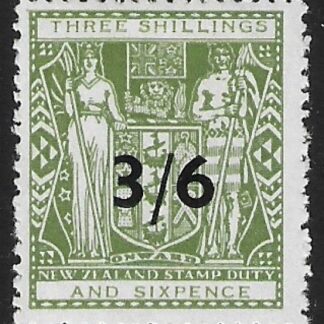 New Zealand - Arms F213  3/6d on 3/6d grey-green type II  lightly mounted mint