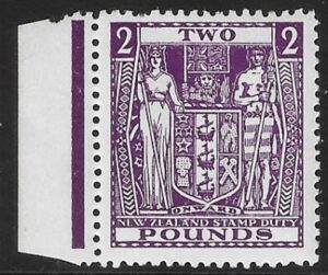 New Zealand - Arms F206 £2 bright purple (short perf at top)  U/M (MNH)