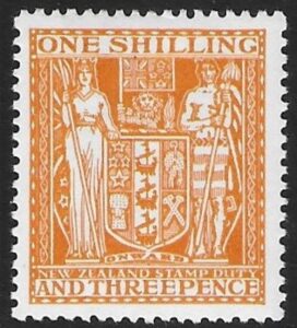 New Zealand - Arms F146 1/3d orange-yellow lightly mounted mint.