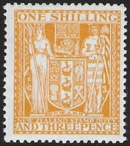 New Zealand - Arms F146 1/3d orange-yellow lightly mounted mint.