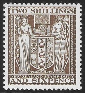 New Zealand - Arms F147 2/6d deep brown lightly mounted mint.