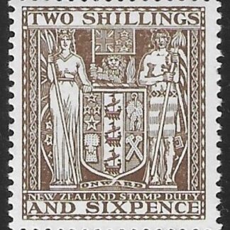 New Zealand - Arms F147  2/6d deep brown   lightly mounted mint.