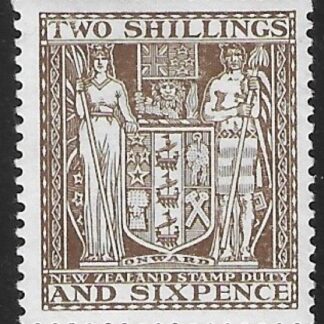 New Zealand - Arms F147  2/6d deep brown    mounted mint.