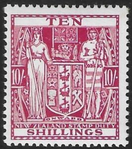 New Zealand - Arms F155 10/- carmine-lake lightly mounted mint.