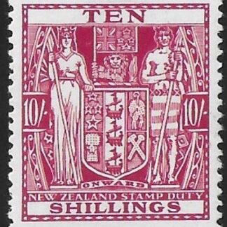 New Zealand - Arms F155  10/- carmine-lake  mounted mint.