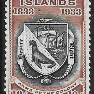 1933 Falkland Islands.  SG.137 10/- black and chestnut  - KGV Centenary. U/M (MNH).