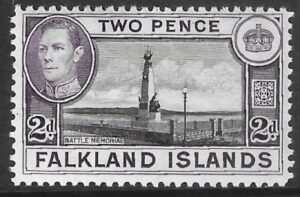 1938 Falkland Islands.  SG.149 2d black and deep violet . U/M (MNH)