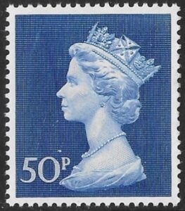 SG.831 50p deep ultramarine on Bradbury Paper (whiter) U/M (MNH)