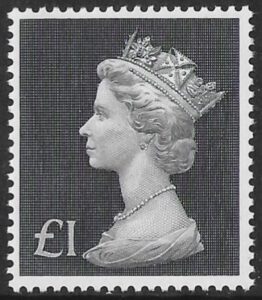 SG.831b £1 bluish black on Bradbury Paper. (whiter) U/M (MNH)