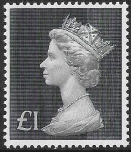 SG.831b £1 bluish black on Post Office Paper. U/M (MNH)