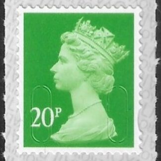 U2924 20p bright green 2B M20L  SBP s/L Walsall U/M (MNH)