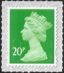 U2924 20p bright green 2B M21L  SBP s/L Walsall U/M (MNH)