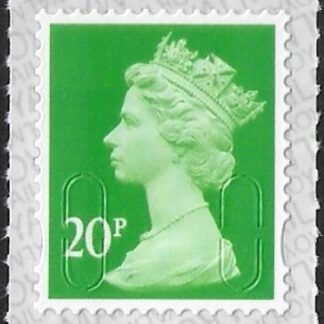 U2924 20p bright green 2B M21L  SBP s/L Walsall U/M (MNH)