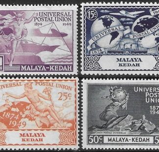 1949  Malaya- Kedah SG.72-75   Universal Postal Union  set 4 values U/M (MNH)