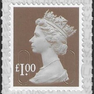 U2934  £1 bistre brown 2B  M21L  SBP s/L  Walsall  U/M (MNH)