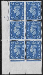 1941 2½d light ultramarine Q14 (SG.489)  Cyld. 245 dot    perf E/I  U/M