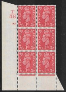 1941 1d pale scarlet  Q5 (SG.486)  Cyld. 142 no dot. control T46 perf E/I  U/M