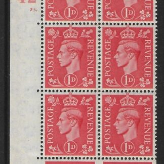 1941 1d pale scarlet  Q5 (SG.486)  Cyld. 73 dot. control K42 perf E/I  M/M