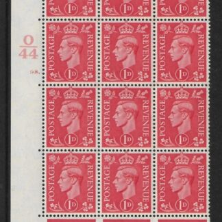 1941 1d pale scarlet  Q5 (SG.486)  Cyld. 98  dot. control O44 perf E/I  U/M