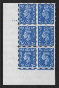 1941 2½d light ultramarine Q14 (SG.489)  Cyld. 252 no dot   perf E/I  U/M