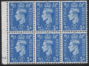 QB33  2½d light ultramarine cyld J61 dot. perf.B6(ie)  U/M
