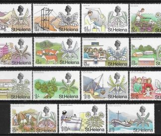1968 St. Helena. SG.226-40  Definitive set of 15 values U/M (MNH)