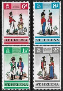 1969 St. Helena. SG.245-8 Military Uniforms set 4 values U/M (MNH)