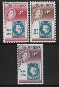 1956 St. Helena  SG.166-8 Stamp Centenary set 3 values U/M (MNH)