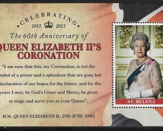 2013 St. Helena  MS.1201  60th Anniversary of The Coronation. mini sheet U/M (MNH)