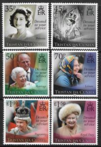 2021 Tristan Da Cunha. SG.1308-13 95th Birthday of Queen Elizabeth II set 6 values U/M (MNH)
