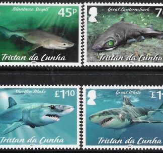 2021 Tristan Da Cunha.  SG.1318-21   Sharks Part 2. set 4 values U/M (MNH)