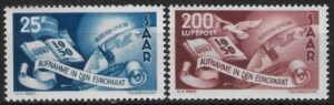 1950 SAAR SG.294-5 2 values - Admission to Council of Europe unmounted mint. (MNH)