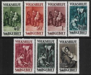 1929 SAAR SG.135-41 Christmas Charity Paintings. set. U/M (MNH) cat. val. £110.00