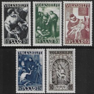 1949 SAAR SG.281-5 National Relief Fund set 5 values M/M (cat. val. £140.00)