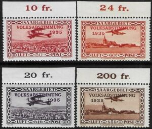 1934 SAAR SG.192-5 'AIR' set 2 values U/M (MNH) cat. val. £35.00