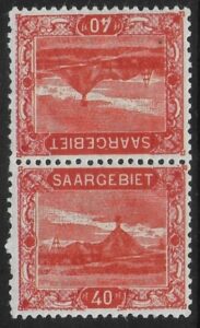 1921 SAAR SG.58a 40pf scarlet 'tete beche' pair. U/M (MNH)