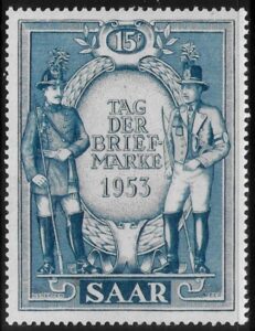 1953 SAAR SG.339 Stamp Day. U/M. MNH (cat. val. £11.00)