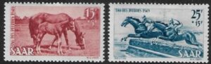 1949 SAAR SG.262-3 Horse Day. M/M cat. val. £46.00