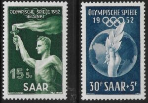 1952 SAAR SG.312-3 Olympic Games Helsinki. U/M (MNH) cat. val. £19.50
