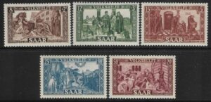 1950 SAAR SG.296-300 Nat. Relief Fund.   M/M  cat. val. £90.00