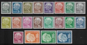1957 SAAR SG.406-25  President Heuss.  set 20 vals. M/M  cat. val. £70.00