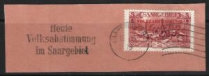 1934 SAAR SG.188 2F brown lake. overprinted very fine used on paper (cat. val. £7.75)