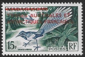 1955 French Antarctic - SG1 15F Madagascar overprinted 'Terres et Antarctiques Francaises' U/M (MNH)